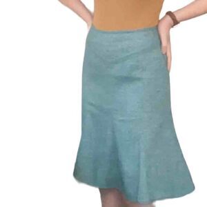 Loft Green Tweed Wool Preppy Office Midi skirt 4